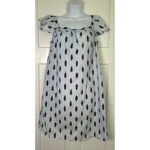 J. Crew Off Shoulder‎ Ikat Dress Blue Size MEDIUM Cotton